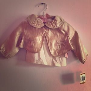 First Impressions Gold jacket with shirt set 0-3M